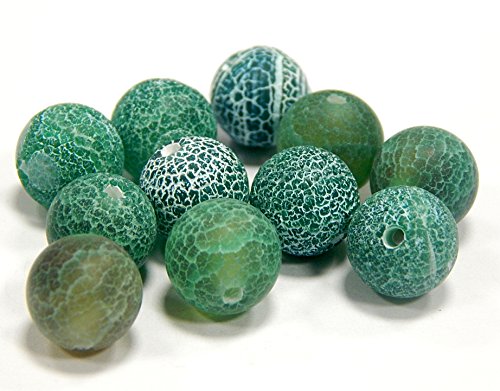 Perlas de piedras preciosas de 6 mm, 8 mm, 10 mm, ágata esmerilada, redonda, piedra natural esmerilada, perlas semipreciosas (verde, 10 mm – 12 unidades)