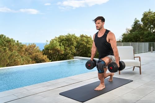 PERPETUAL® Kit de Mancuernas Regulables (Set de 10kg 15kg 20kg 30kg) - Juego de Pesas Ajustables para Musculación y Entrenamiento de Fuerza - Barra Conectora - Gimnasio en Casa - Hombre/Mujer