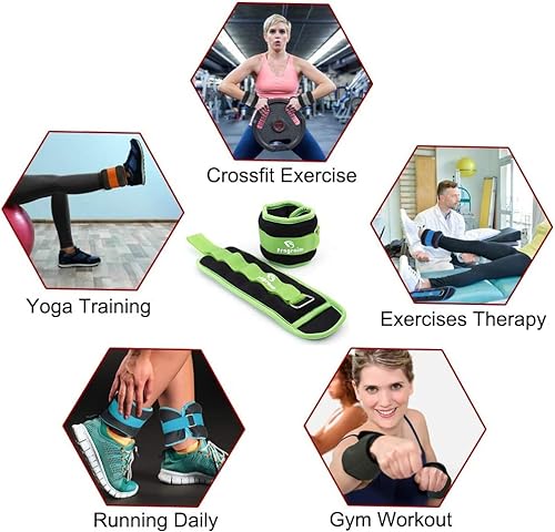 Pesas Para Tobillos, 2KG 1 Par de Pesas de Muñeca, Pierna y Brazo para Mujeres, Niños y Hombres, Cómodas y Suaves, Perfectas para Bailar, Correr, Caminar, Fitness, Entrenamiento