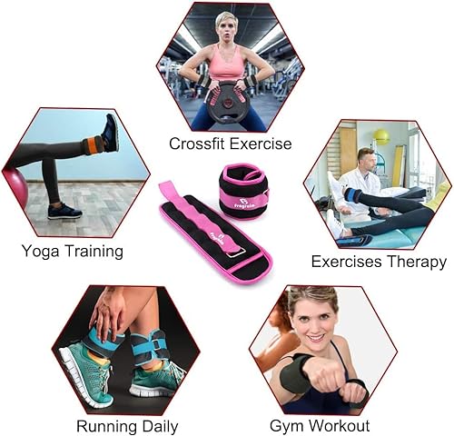 Pesas Para Tobillos, 3KG 1 Par de Pesas para Entrenamiento de Fuerza de Muñeca/Pierna/Brazo con Correa Ajustable para Correr, Gimnasia, Aeróbic, Fisioterapia