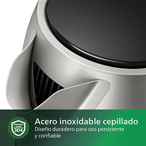 Philips Daily Collection Hervidor de Agua, 1.7L, Tapa con Resorte, Indicador Luminoso, Filtro de Micromalla, Rellenado Fácil, Base con Giro, Acero Inox (HD9350/90)