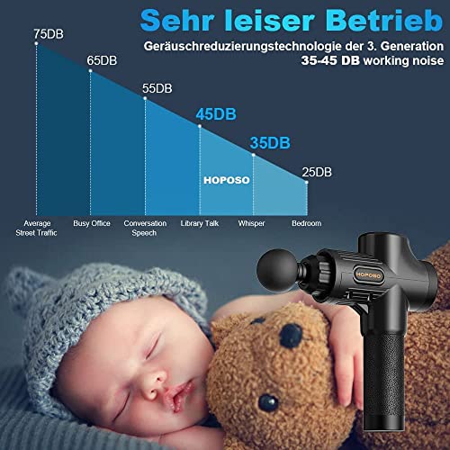 Pistola de Masaje Muscular, Eléctrica Masajeador de Músculos de Tejido Profundo Hasta 4800 RPM, 30 Velocidades, 8 Cabezales de Masaje, Pantalla LCD Táctil, Carga Tipo-C (Negro)