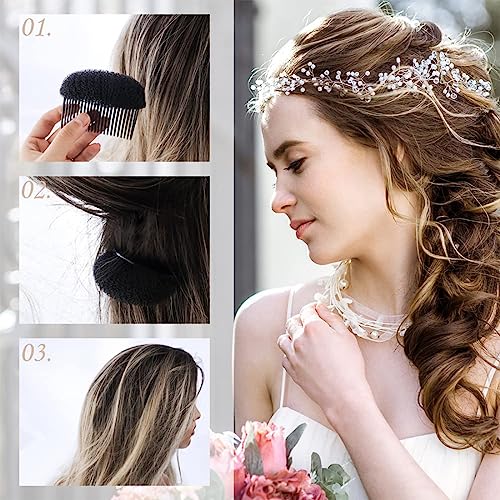 PLABBDPL Almohadilla para el Cabello con Esponja,4Pcs Aumento de Volumen de Cabello,Bump Up Hair Peine,Aumentar el Volumen del Cabello,Accesorio para Peinado,para el Peinado de Bricolaje