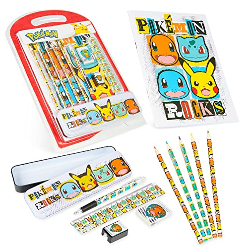 Pokemon Libretas Niños, Diario Secreto Niña Niño con Candado, Set Cuaderno, Set Papelería para Niños, Kit Utiles Escolares (Juego de papelería)