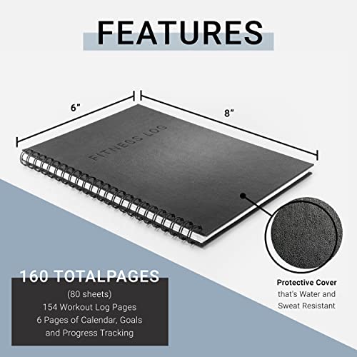 PosterMate Diario de Entrenamiento FitMate - Agenda Fitness Espiral con 160 Páginas - Cuaderno de Entrenamiento con Fijación de Objetivos, Ejercicios con Seguimiento, Mediciones Corporales 20 x 15 cm