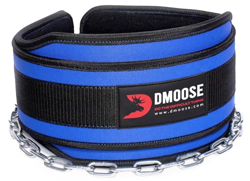 Premium Dip Belt con cadena de DMoose Fitness - Cadena de acero resistente de 36"- Maximice sus entrenamientos de levantamiento de pesas y culturismo con duradero Dipping Belt