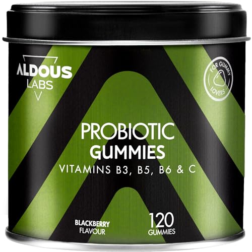 Probióticos Intestinales Gominolas | 120 Gummies sabor natural a Mora | Flora intestinal, Gases, Hinchazón | Bifidobacterium, Lactobacillus, Vitamina C, B3, B5, B6 | Para los amantes de las gominolas