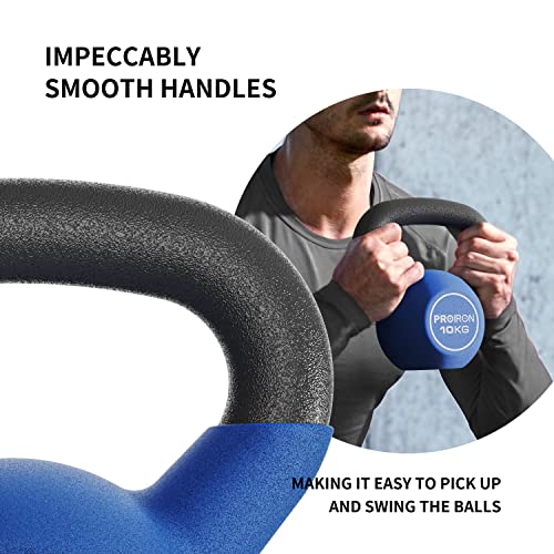 PROIRON Pesa Rusa, Kettlebell Hierro Fundido con Revestimiento de Neopreno para fisicoculturismo y Entrenamiento con Pesas 10kg