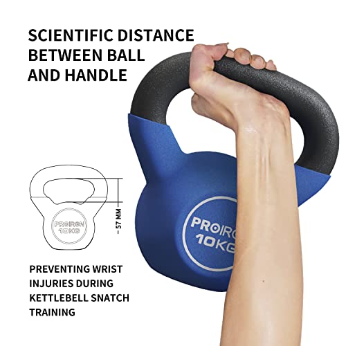 PROIRON Pesa Rusa, Kettlebell Hierro Fundido con Revestimiento de Neopreno para fisicoculturismo y Entrenamiento con Pesas 10kg