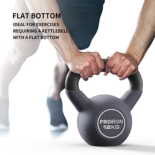 PROIRON Pesa Rusa, Kettlebell Hierro Fundido con Revestimiento de Neopreno para fisicoculturismo y Entrenamiento con Pesas 12kg