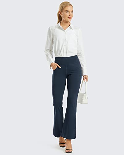 Promover Pantalones de Yoga para Mujer Pantalones Deportivos de Trabajo de Cintura Alta Bootcut con Bolsillos Bootleg Control de Barriga para Entrenamiento y Casual