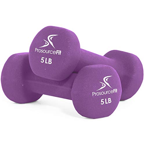 ProsourceFit Neoprene Mancuernas, Unisex-Adult, Morado, 5 LB