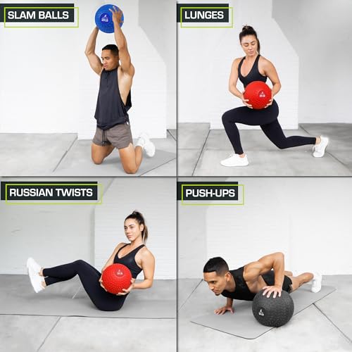 ProsourceFit Slam - Balones medicinales, Agarre Suave y Texturizado, Peso Muerto para Crossfit, Fuerza y acondicionamiento, Entrenamientos cardiovasculares y Abdomen, Color Rojo, 25 Libras