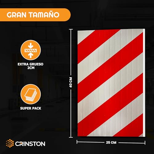 Protector Columnas Garaje |4 Unidades| Se Adapta a Columnas Circulares, Protector Parking Reflectante - Protector Puertas y paragolpes Coche (2 Ud 40x25x2cm Flexible + 2 Ud 25x20cm Lisas) (Rojo)