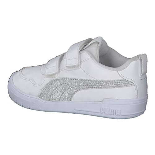 PUMA Puma Multiflex Glitz FS V PS, Zapatillas deportivas, Unisex niños, Puma White-Puma Silver, 32 EU
