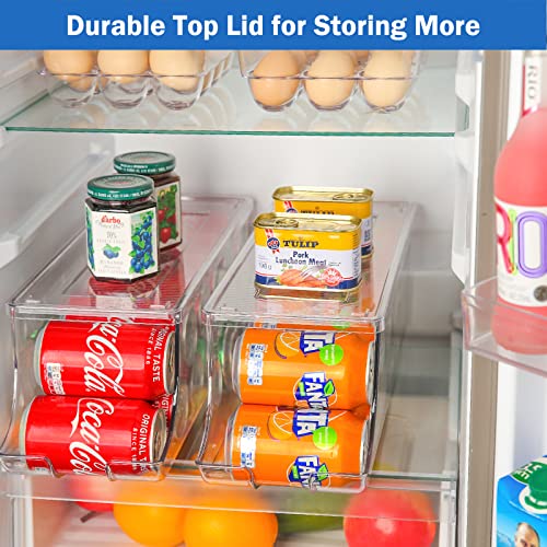 Puricon 2 Unidades Organizador de Latas para Nevera, Almacenamiento para Latas de Plástico para Refrigerador Armario de Cocina Contenedor de Bebidas con Tapa -Lata Normal