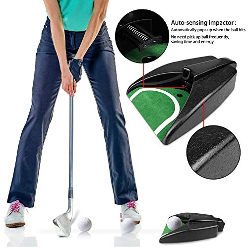 Putter de Golf Entrenador de Alfombras Práctica de Golf Portátil Putter máquina de Retorno automático de la Pelota la Pelota para Entrenamiento de Golf en Interiores y Exteriores