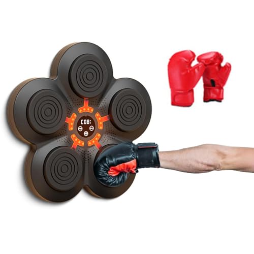 Qianly Máquina de Boxeo Musical Entrenador de Boxeo Musical Objetivo de Pared de Boxeo Musical para el hogar, Gimnasio, Taekwondo, coordinación de Respuesta, con Guantes para niños