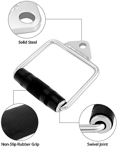 QWORK 2 Piezas Manijas de Gimnasio con Empuñaduras de Goma, Accesorios para Máquina de Cable