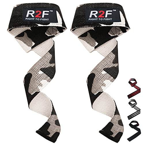 R2F Straps Powerlifting, Levantamiento de Pesas, Agarres para Gym, Agarraderas Gimnasio, Peso Muerto - Lifting Straps - Mujeres y Hombres