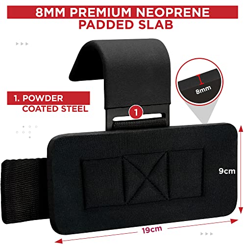 RDX Levantamiento Peso Gancho Correas de Agarre, Antideslizante Recubiertos de Goma, 8mm Neopreno Gimnasio Muñequeras Pesas Hook Straps, Powerlifting Deadlift Musculacion Elevación Deportivas