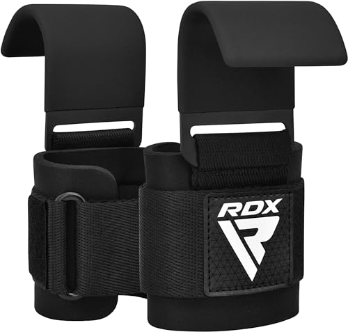 RDX Levantamiento Peso Gancho Correas de Agarre, Antideslizante Recubiertos de Goma, 8mm Neopreno Gimnasio Muñequeras Pesas Hook Straps, Powerlifting Deadlift Musculacion Elevación Deportivas