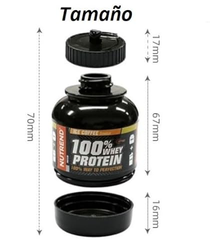 Recipiente Portátil para Proteína. Contenedor y Embudo para Proteína Portátil para el Gym, Fitness, Cross Training, Halterofilia, Crossfit, Mini botella de proteína en polvo con llavero