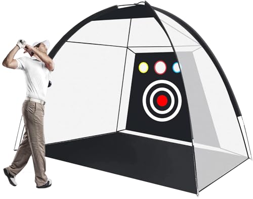 Red de golf Practice 3M Entrenador de swing Redes de entrenamiento plegable y portátil, fácil instalación jaula de golf para jardín interior exterior (negro red)