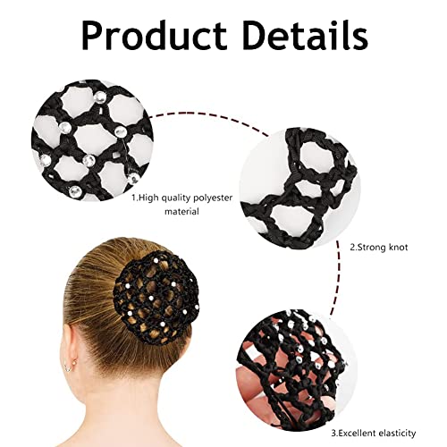 Redecilla Pelo,Redecilla Moño Gimnasia Ritmica Niña,Goma Pelo Moño,Redecilla Moño Ballet Niña,Redecilla Moño Ballet,Red Moño Gimnasia Ritmica Niña,Redecilla de Malla,Negro,2pcs