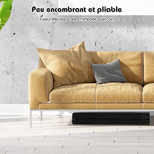 RELAX4LIFE Barra de Equilibrio Gimnasia Plegable 210 cm, Viga de Equilibrio con Patas Elevadas y Asas de Transporte, Viga de Equilibrio de EPE y Pino para Niños, 210x10x6,5cm (Negro)