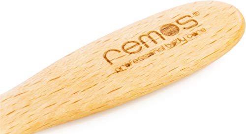 REMOS - Cepillo neumático para el pelo estrecho con púas de madera de haya