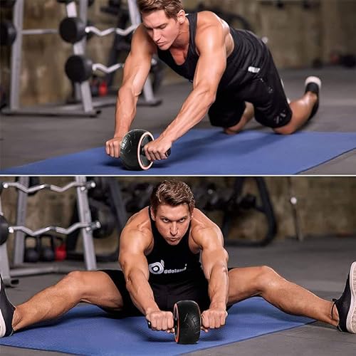 Retoo Rodillo de abdominales negro para hombres y mujeres, entrenador abdominal, rodillo AB Wheel, entrenador abdominal para el hogar, ideal como entrenador de fitness, abdominales, entrenamiento