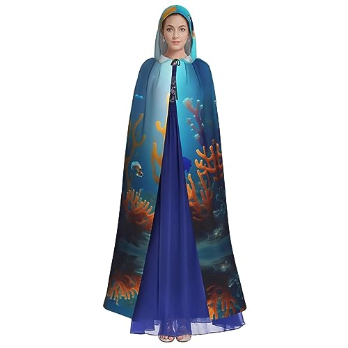 RFSHOP Capa con capucha de Halloween, cómoda y duradera, perfecta para fiestas de Halloween, unisex, fondo marino, coral, caballito de mar