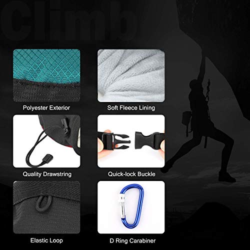Rhino Valley Bolso de Tiza para Escalada, Bolsa de Magnesio Durable Impermeable sin Fugas con Correa de Cintura Ajustable Mosquetón Cremallera para Deporte Alpinismo Gimnasia Levantamiento de Pesa