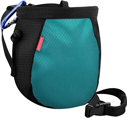 Rhino Valley Bolso de Tiza para Escalada, Bolsa de Magnesio Durable Impermeable sin Fugas con Correa de Cintura Ajustable Mosquetón Cremallera para Deporte Alpinismo Gimnasia Levantamiento de Pesa