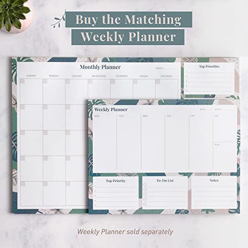 Rileys Planificador Mensual A3 - Organizador Mensual sin Fecha con 52 Hojas Desechables 42 cm x 29 cm - Planner Mensual con Sección para Notas - Material Escolar Oficina y Papelería (Floral)