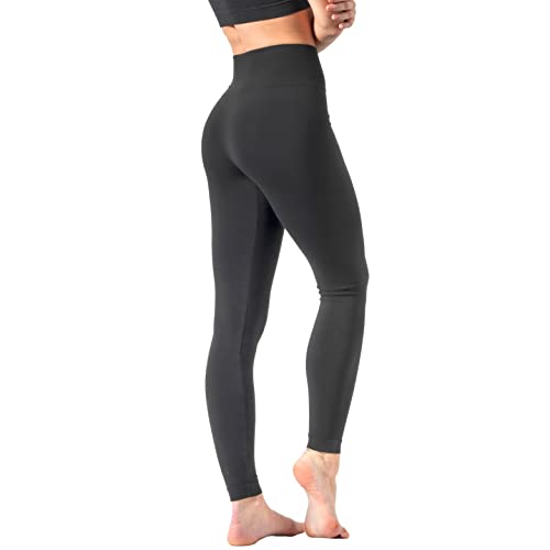 Risalti Leggins Mujer Vientre Plano Plus Cubrientes - Leggings Mujer de Cintura Alta Contenitivos Elásticos Microfibra, Leggins Deportivos Mujer, Mallas Deporte Mujer Sin Costuras - Made in Italy