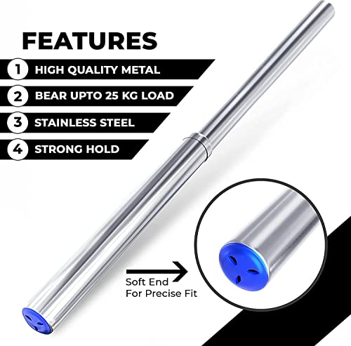 Rocoel Riel de armario y accesorios de 80 – 150 cm – Barra extensible de acero inoxidable con enchufes y tornillos – Resistente y resistente a la corrosión para armario, ducha, balcón y ventanas