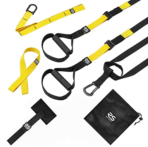 RS Sport Entrenamiento en suspensión, kit con correas con sistema de anclaje de puerta, ajustable, entrenamiento de fitness para todo el cuerpo en casa, viajes al aire libre en el gimnasio.