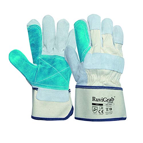 Ruvigrab - Guante americano serraje reforzado | Trabajos pesados | Guantes cactus| Guantes jardin |Guantes para mecanicos, Construcción, Agricultura | Guante trabajo hombre y mujer