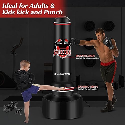 Saco de Boxeo con Soporte 180cm- Saco de Boxeo Adulto con Guantes de Boxeo y Bomba de Aire eléctrica, Mujeres Hombres Stand Kickboxing Bolsas para Entrenamiento MMA Muay Thai Fitness Principiantes