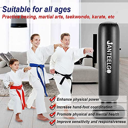Saco de Boxeo Inflable Niños - JanTeelGO Punching Ball 150cm Saco de Boxeo de pie para Niños para Practicar Karate MMA Bolsa de Boxeo Fitness