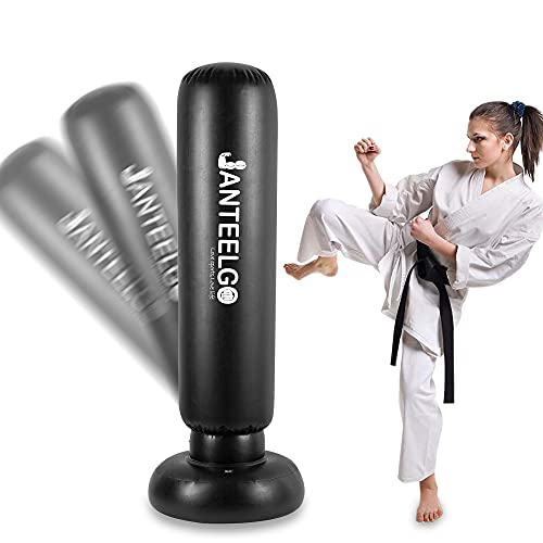 Saco de Boxeo Inflable Niños - JanTeelGO Punching Ball 150cm Saco de Boxeo de pie para Niños para Practicar Karate MMA Bolsa de Boxeo Fitness