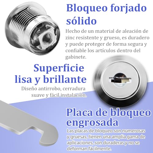 Scettar Cerradura de Buzón 16mm, 2 Cerradura Buzon con 8 Llaves, 10 Placas de Bloqueo, 4 Etiquetas para Llaves, Cerradura de Leva de Armario Fechadura da caixa de correio para Taquilla, Armario, Cajón