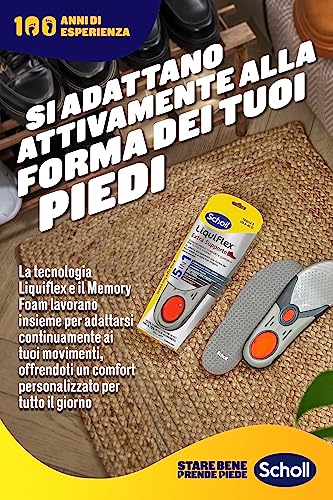 Scholl Liquiflex - Plantillas ajustables antiolor de espuma viscoelástica con tecnología 5 en 1 para zapatos de trabajo, botas y zapatos de seguridad, talla L (41-46.5)