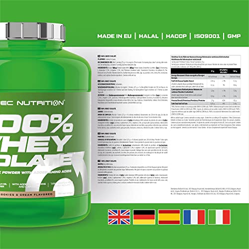 Scitec Nutrition 100% Whey Isolate, Polvo aislado de proteína de suero, l-glutamina, l-arginina con edulcorantes, sin azúcares, sin gluten, sin aceite de palma, 2 kg, Cookies & Cream