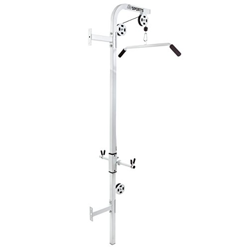 ScSPORTS® Lat Puller para Montaje en Pared - Tirador de Cable, Barra de Tirador de Lat, Barra de Tríceps, Antideslizante, Acero - Entrenamiento de Fuerza, Fitness, Gimnasio en Casa, Musculación