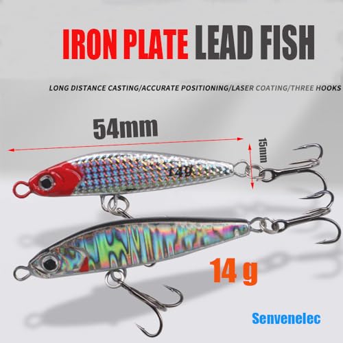 senvenelec - Juego de 6 señuelos (14 g) de pesca 3D Eye, señuelos metálicos, adecuado para capas de agua superior, media e inferior.
