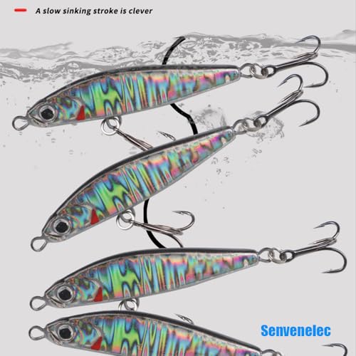senvenelec - Juego de 6 señuelos (14 g) de pesca 3D Eye, señuelos metálicos, adecuado para capas de agua superior, media e inferior.