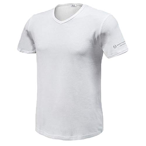 Sergio Tacchini, juego de 6 camisetas de algodón puro 100% peinado, modelo cuello en V. 6 Paia Bianco M